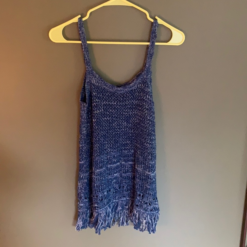 Lucky Brand XS blue fringe tank top